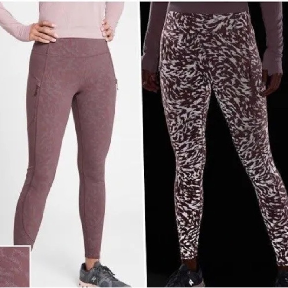 NWT Athleta Rainier Reflective Printed Tight Size L